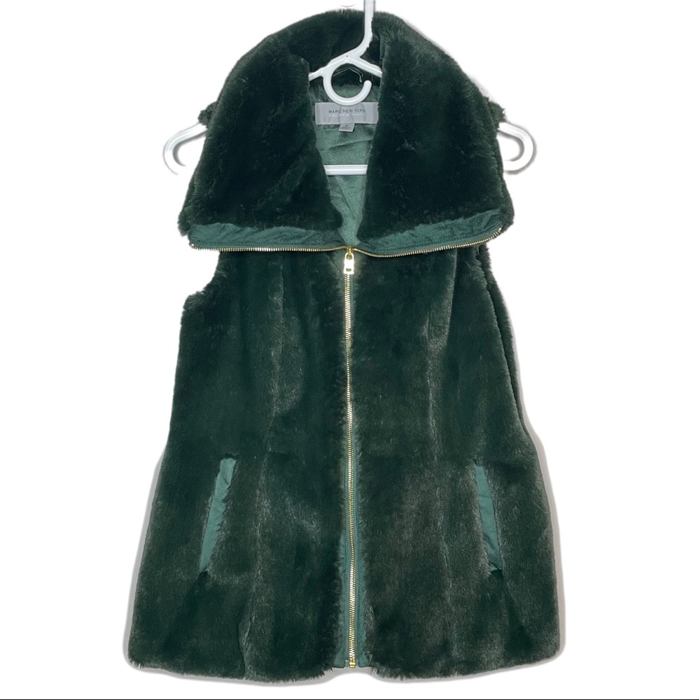 Andrew Marc Green Faux Fur Vest